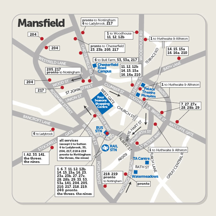 Mansfield routes map